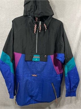 Vintage Helly Hansen Jacket Half Zip Pullover Colorblock Ski 90s Men's Large